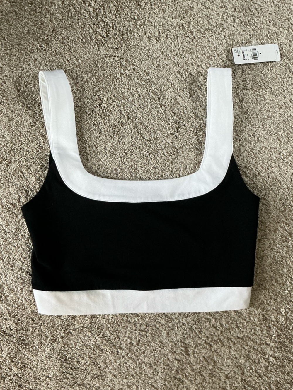 NWT Express Black & White Contrast Square Neck Crop